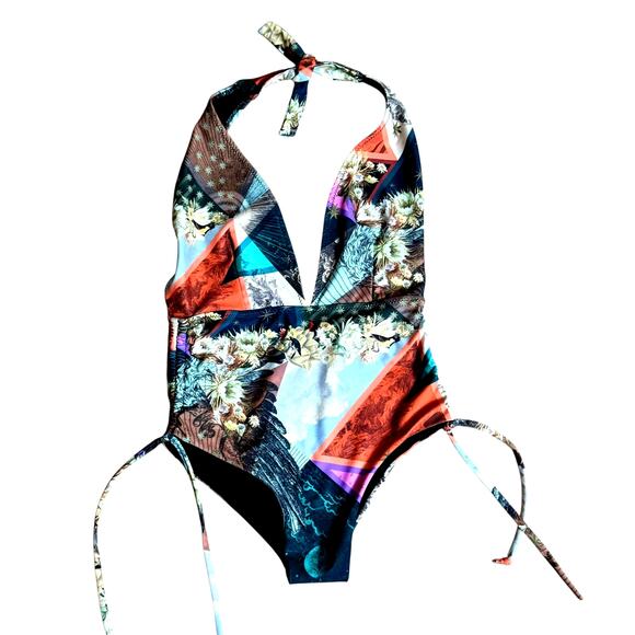 Chufy One Piece Swimsuit Size XS Printed Halter Made in Spain Stretchy Fabric - Picture 3 of 16